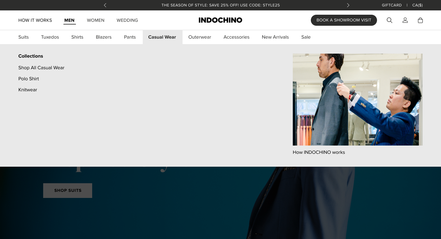 Navigation - Tuxedos subcategory