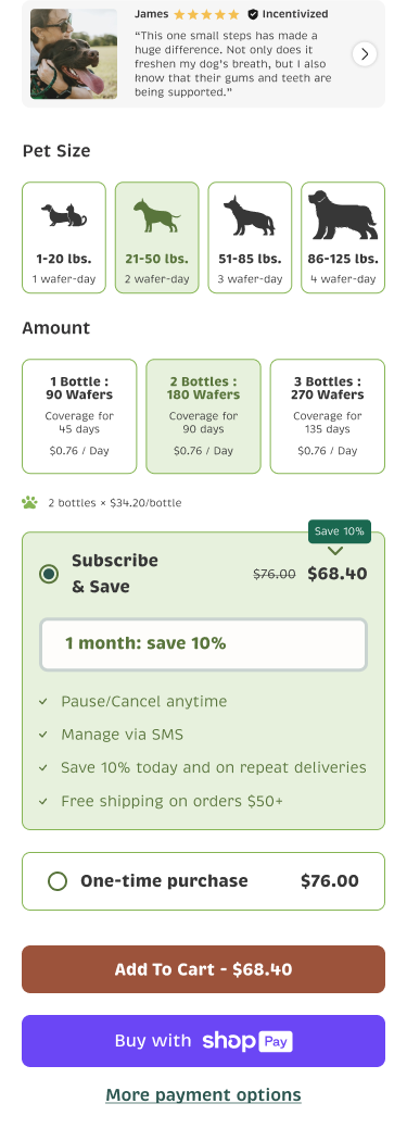 Mobile Product Page