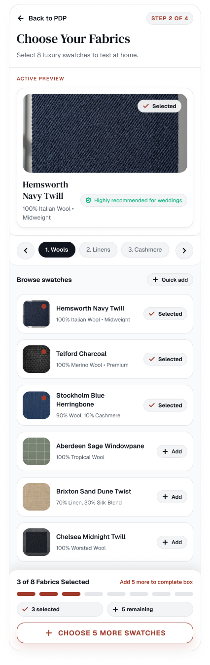Guided flow — one category at a time