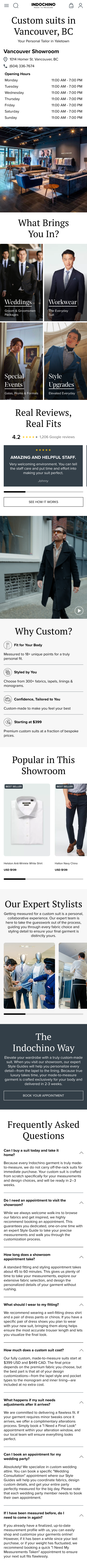 Showroom landing page - Mobile