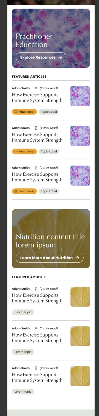 Mobile practitioner education and featured articles