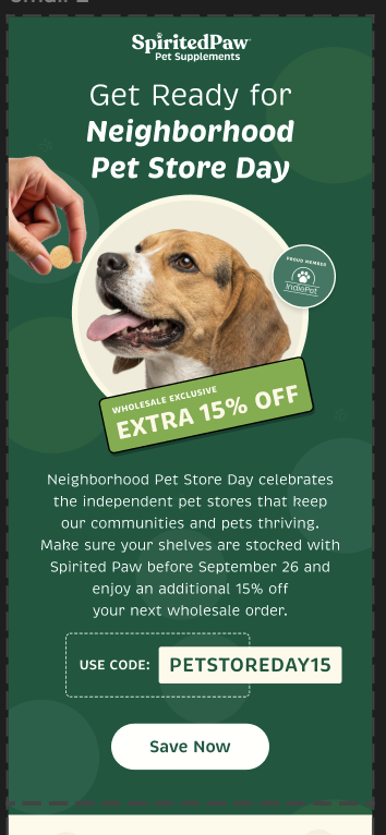 Wholesale Neighborhood Pet Store Day email