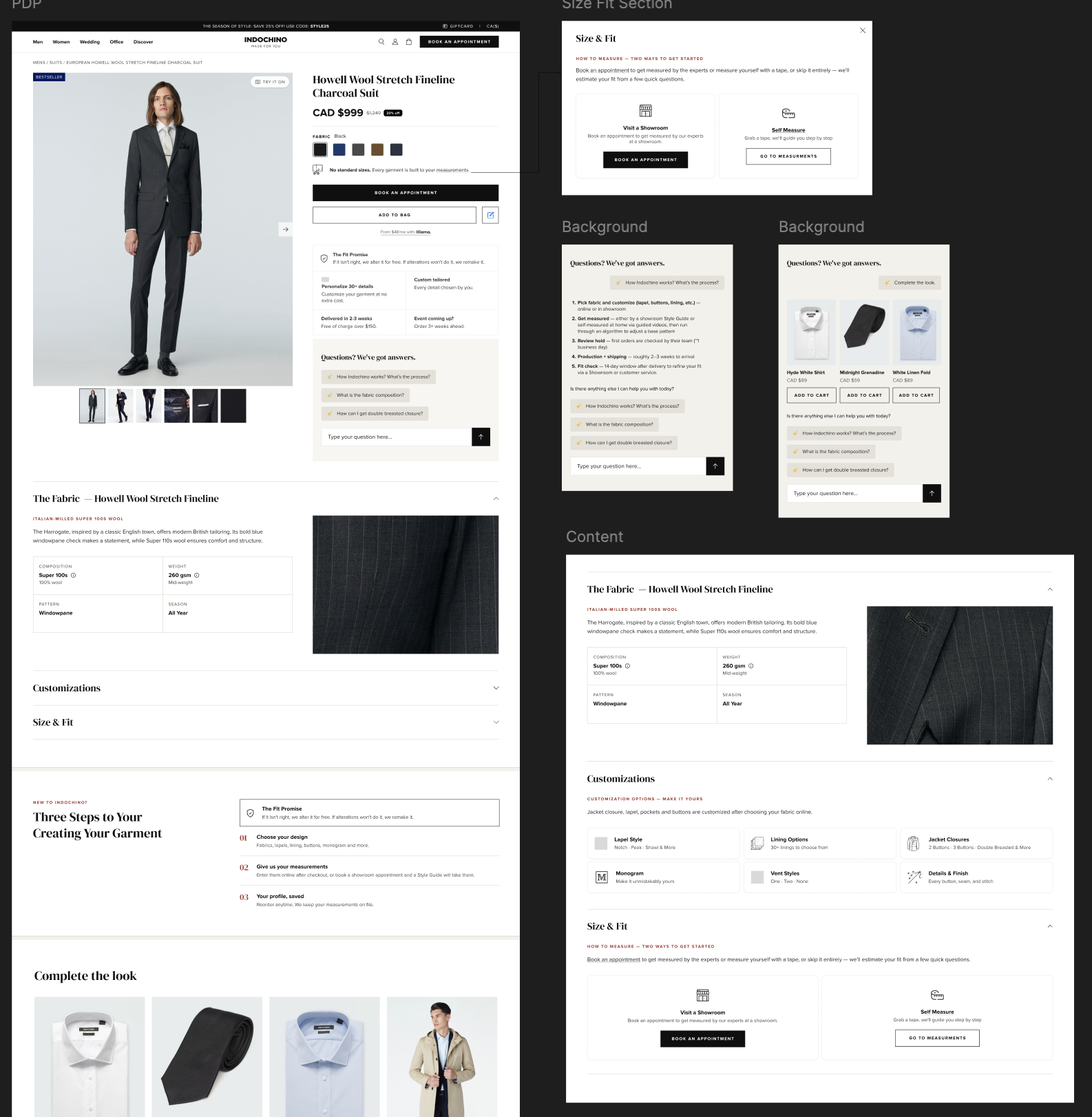 Desktop product page — suit