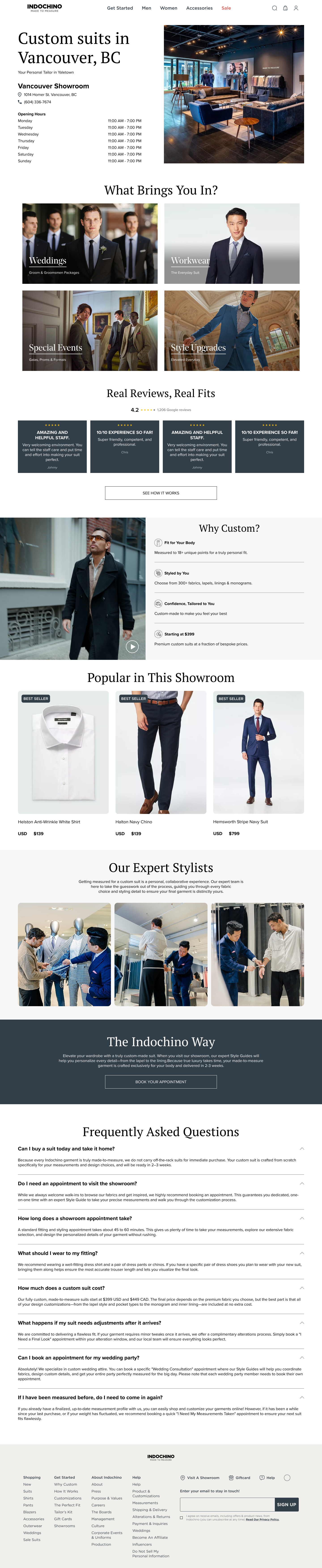 Showroom landing page - Desktop